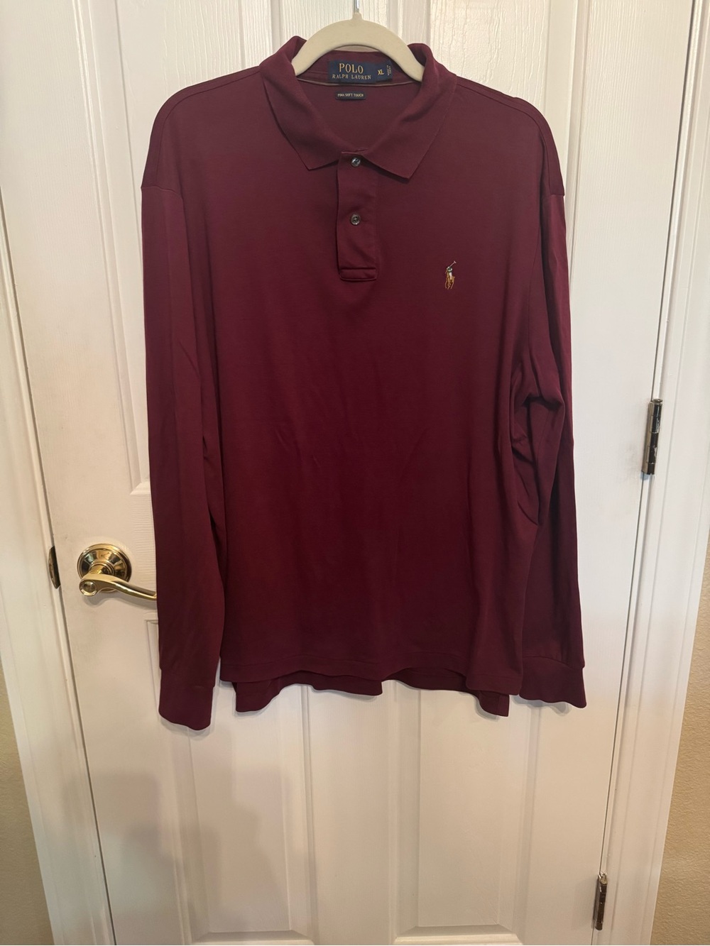 Polo Ralph Lauren Burgundy Pima Soft Touch Long Sleeve Polo - XL (Unisex / Fall)